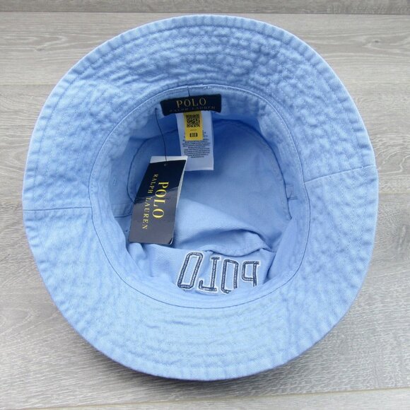 Polo Ralph Lauren Embroidered Bucket Hat Adult Size S/M Powder Blue NEW - Picture 7 of 10